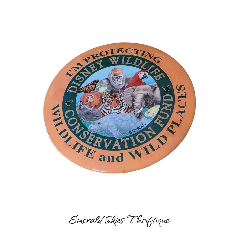1999 Disney I'm Protecting Wildlife Conservation Fund Pin Button free‎ ship